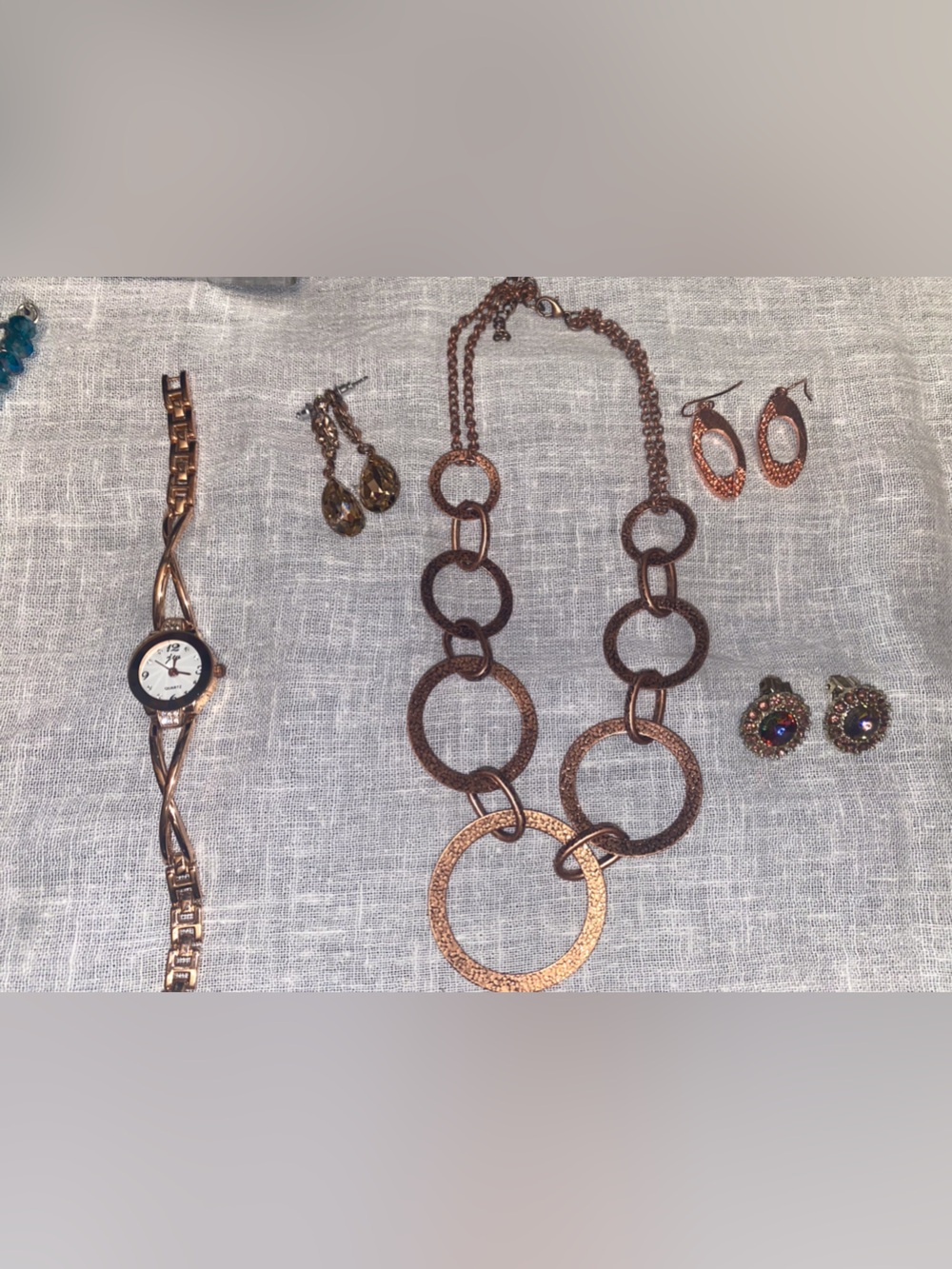 Copper-Tone Linked Circle Necklace - Women Accessories